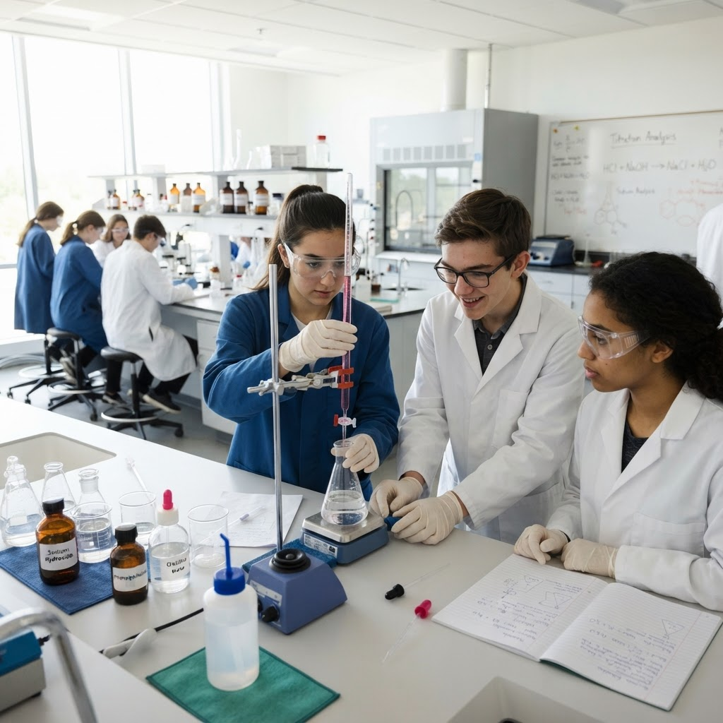 Students conducting an experiment in the science laboratory